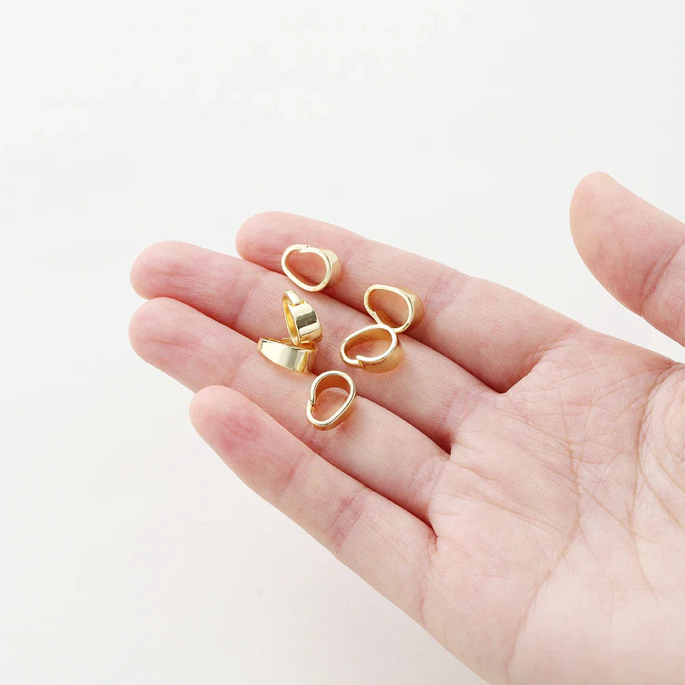 20pcs/lot 14K 18K Gold Color Pendant Pinch Bail Clips Melon Seeds Charm Clasps Connector Bulk For DIY Nacklace Making Findings Vera Lux