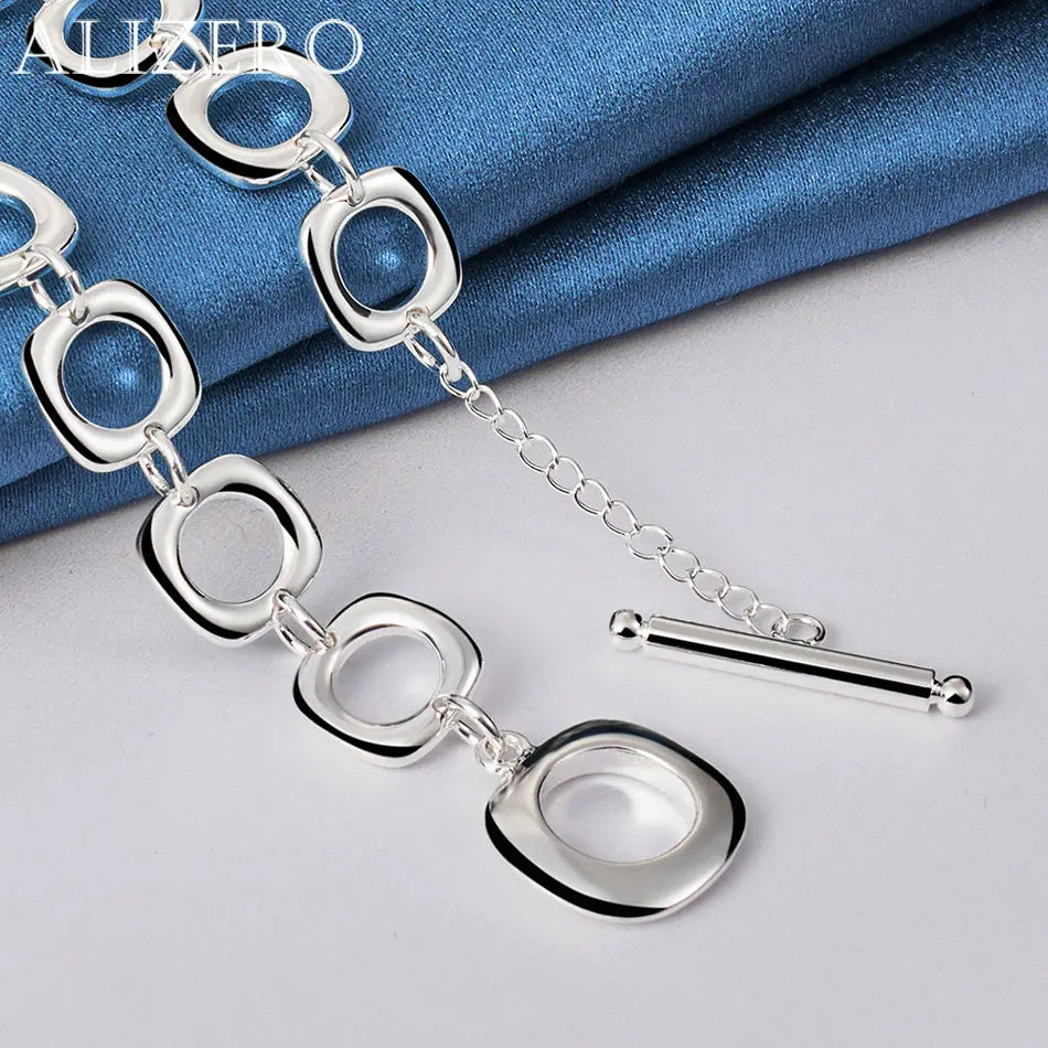 ALIZERO 925 Sterling Silver Necklace 20 inch Squares Chain Necklaces For Women Men Fashion Wedding Party Jewelry Gifts Vera Lux