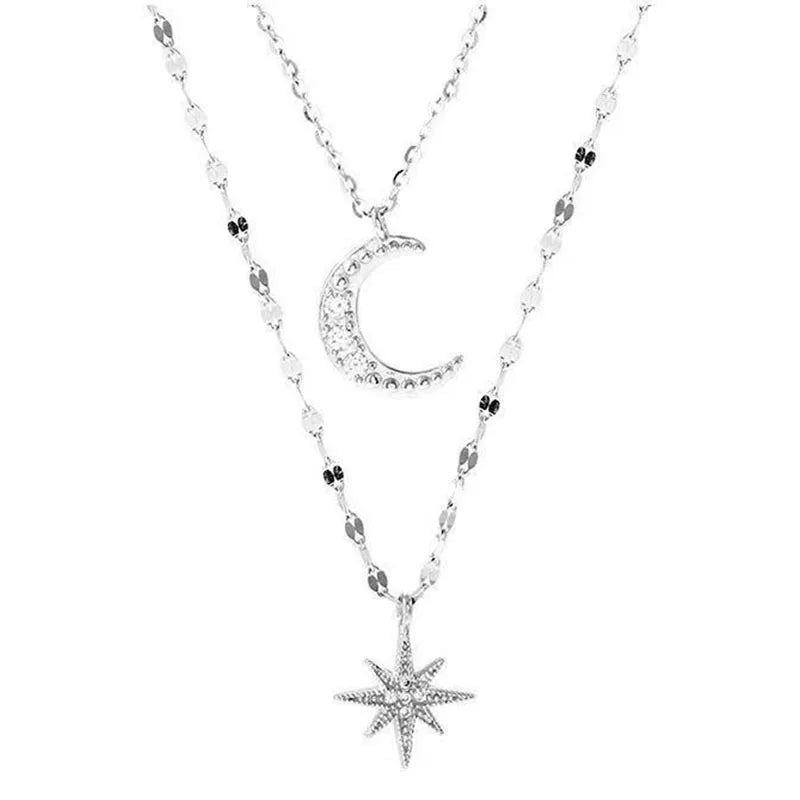 New Shiny Butterfly Necklace Ladies Exquisite Double Layer Clavicle Chain Necklace Jewelry for Ladies Gift Vera Lux