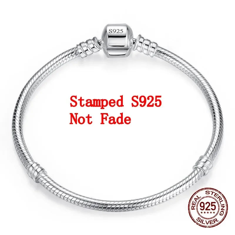 Handmade Original Fine Jewelry 925 Sterling Silver Charm Bracelet Soft Smooth Snake Bone Bracelets for Women Vera Lux