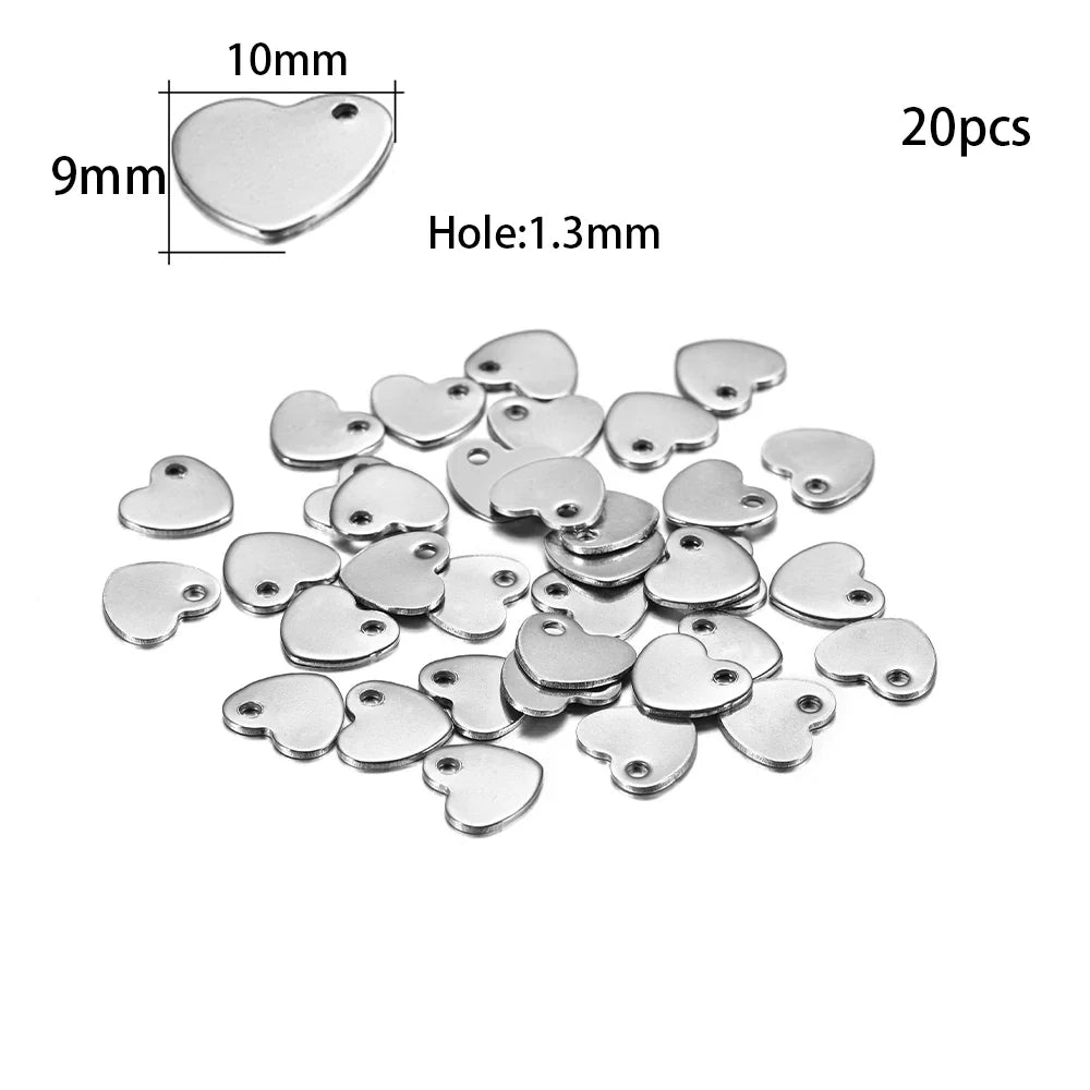 10-50Pcs Gold Stainless Steel Customized Dog Tag Heart-Shaped Oval Blanks Charm Pendant Charms For DIY Jewelry Making Supplies Vera Lux