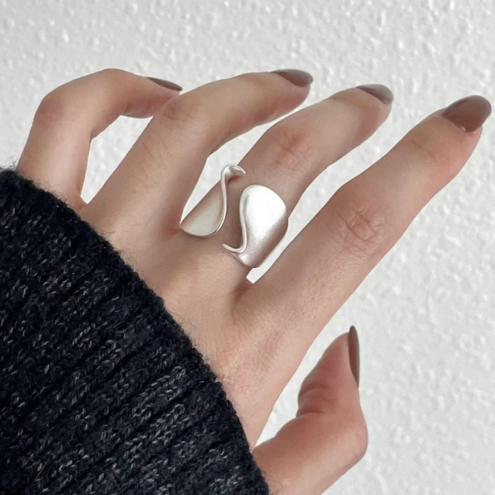 925 Sterling Silver Rings for Women Couple Minimalist Handmade Simple Big Open Ring Party Prevent Allergy Jewelry Holiday Gifts Vera Lux