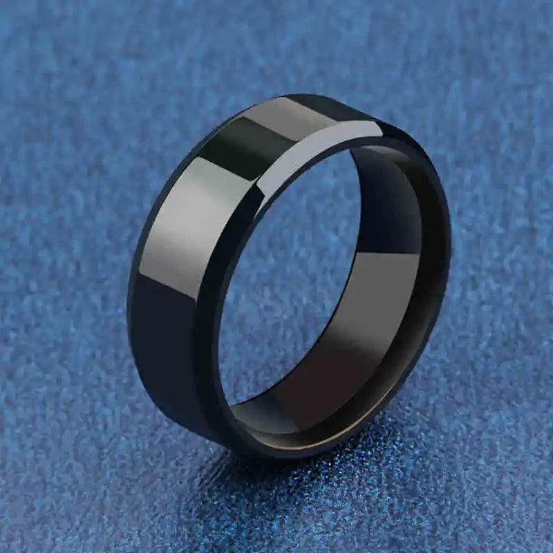 Charm Jewelry Ring for Men Women Stainless Steel Black Rings Wedding Engagement Band Quality Matte Male Jewelry Vera Lux