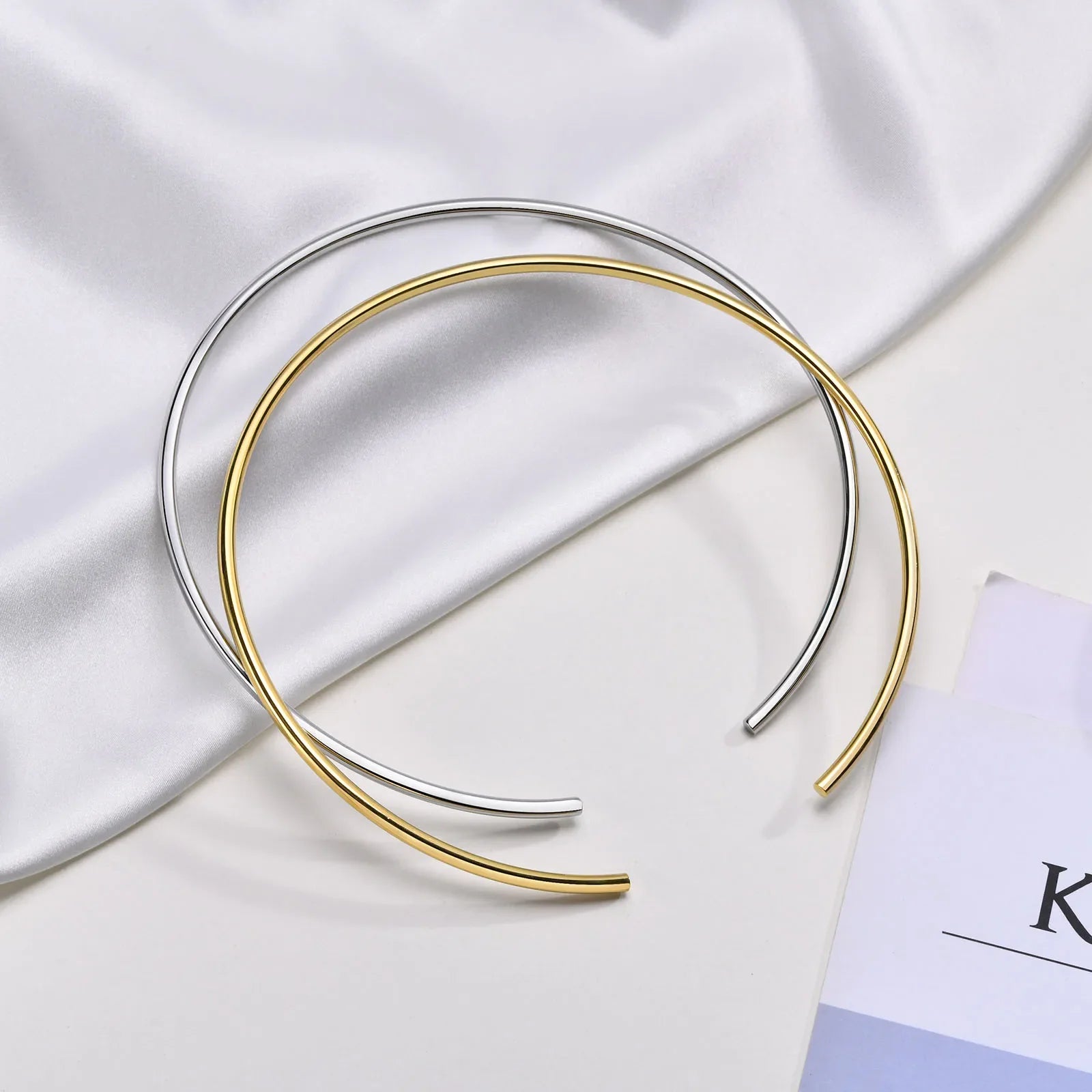 Choker Neck Cuff for Women, Open Collar Choker Torques Necklace Adjustable ,Simple Stainless Steel Jewelry Vera Lux