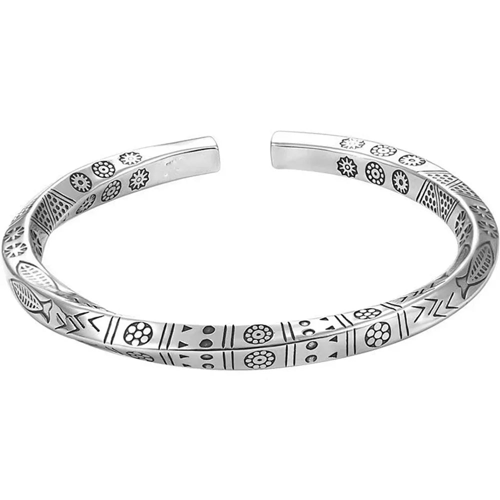 ALIZERO 925 Sterling Silver Men Open Bracelet Bohemian Möbius Loop Bracelet For Women Totem Trendy Jewelry Accessories Vera Lux