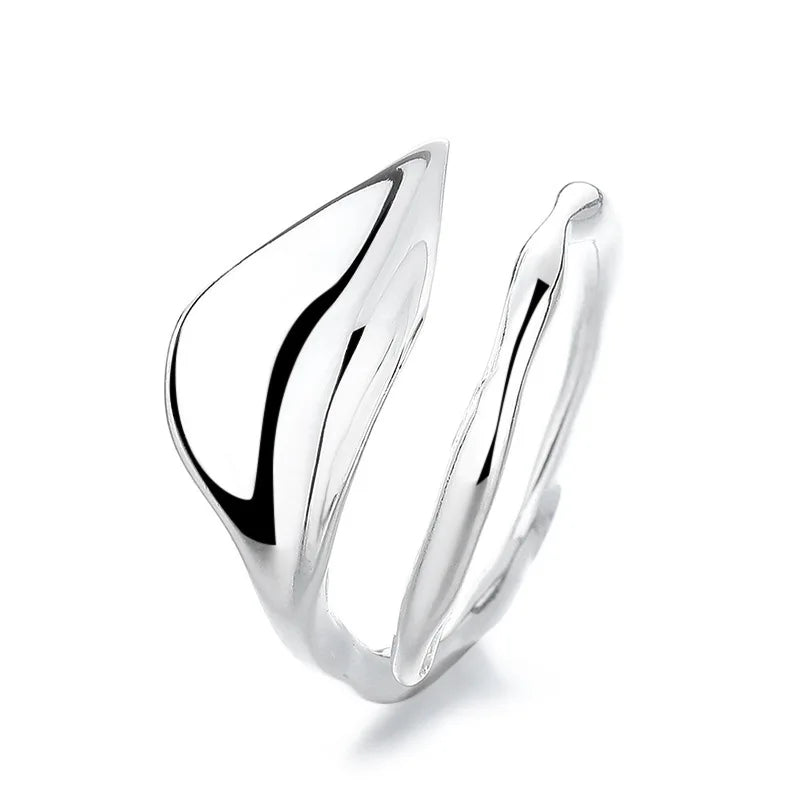 925 Sterling Silver Smooth Surface Leaf Rings For Women Couple Engagement Jewelry Accessories Wholesale Argent 925 Jewellery Vera Lux