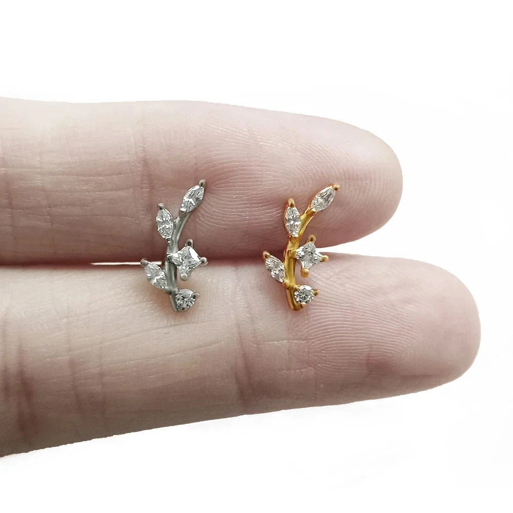 Lightning Internal Thread Labret Piercing Crown Bee Flowers Cartilage Earring Tragus Conch 316L Stainlesss Steel Body Jewelry Vera Lux