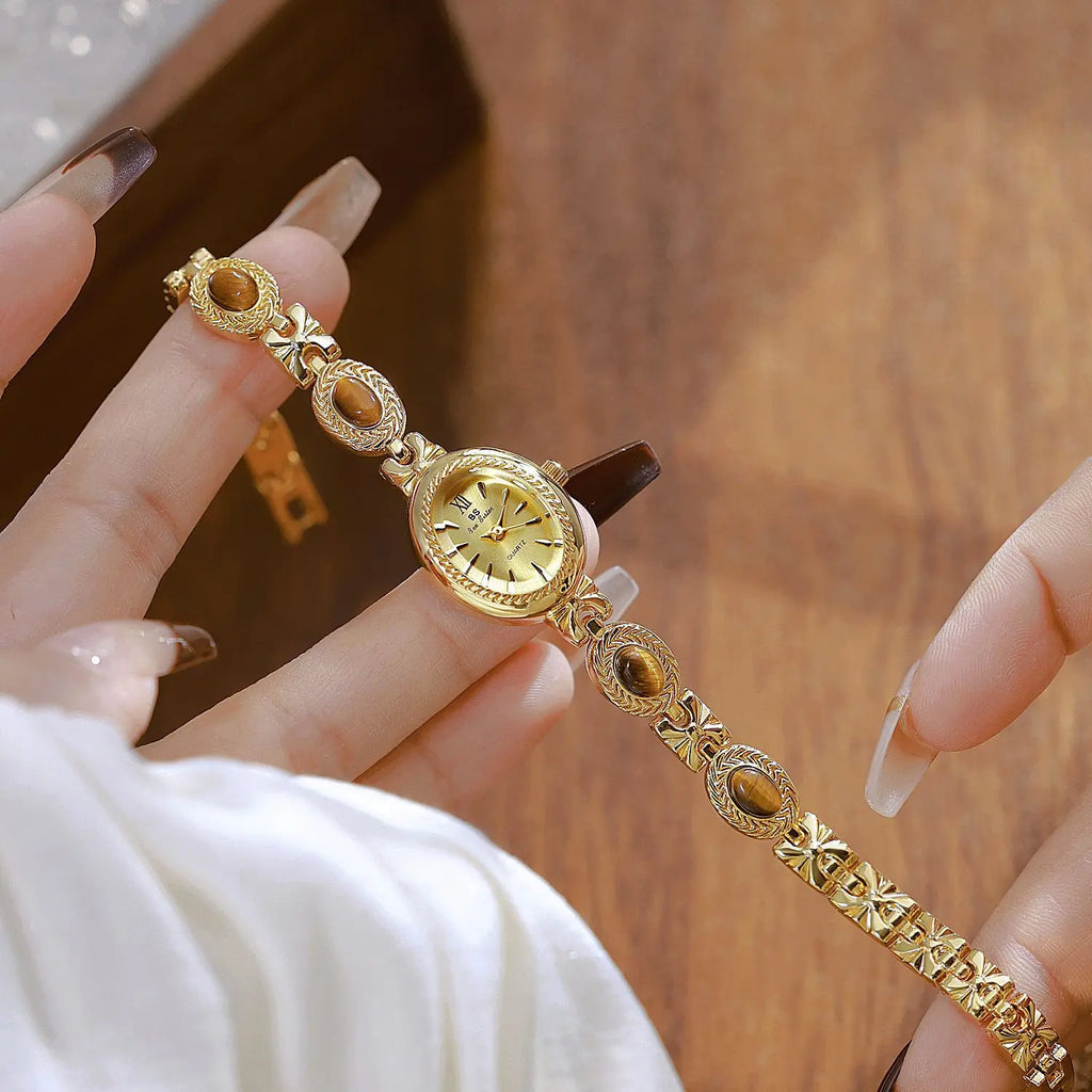 Oval Gold Women Watches Luxury Brand Dress Casual Quartz Small Dial Ladies Wrist Watches Rhinestone Gold Watches for Women 2025 Vera Lux