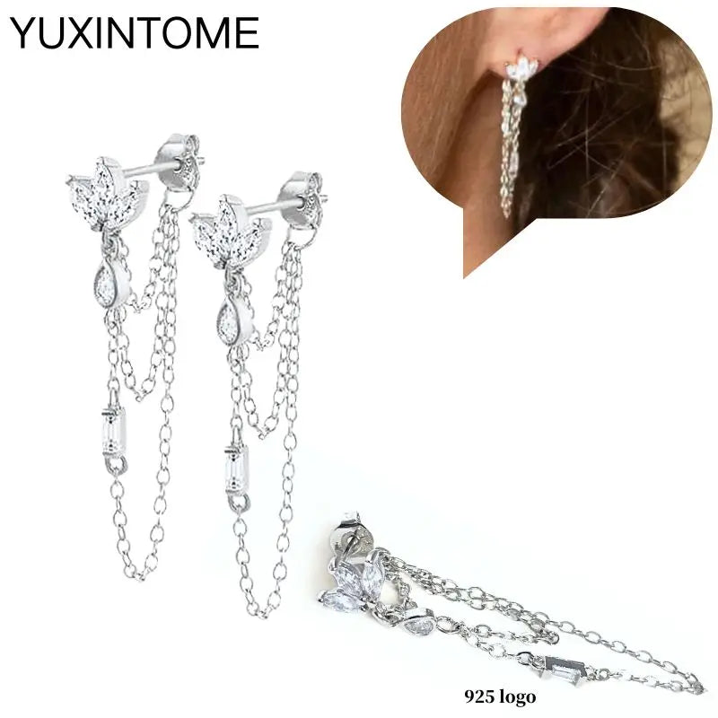925 Sterling Silver Ear Needle Fashion Hoop Earrings White Crystal Luxury Women's Silver Earrings Wedding Women's Jewelry Gift Vera Lux