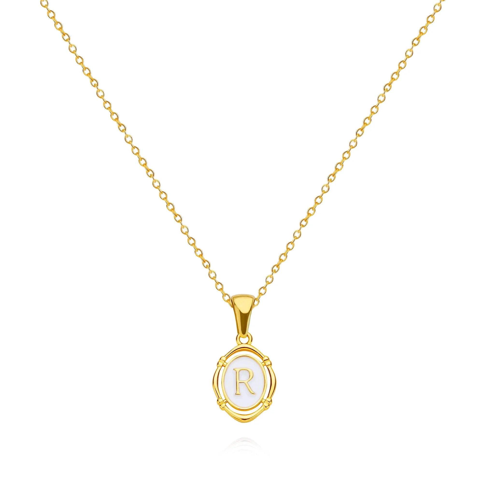 A-Z Letter Initial Enamel Necklace For Women Gold Color Stainless Steel Chain Exquisite Pendant Necklace Fashion Jewelry Gift Vera Lux