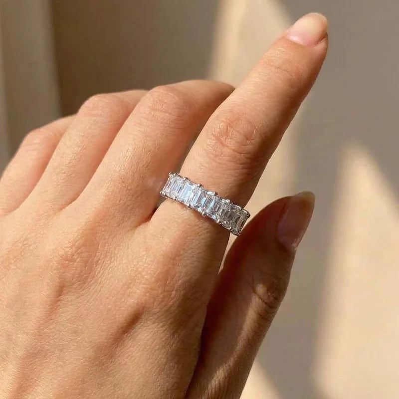 925 Sterling Silve Gorgeous Promised Rings Love Wedding Jewelry Full Paved Square Crystal Zircon Elegant Women Engagement Ring Vera Lux
