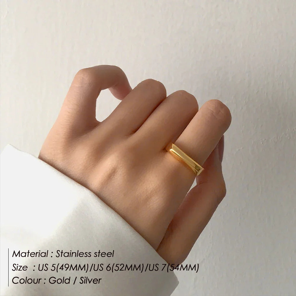 SUNIBI Stainless Steel Ring for Women 5mm Gold Color Custom Lover Couple Rings Gift Fashion Jewelry Wholesale/Dropshipping Vera Lux