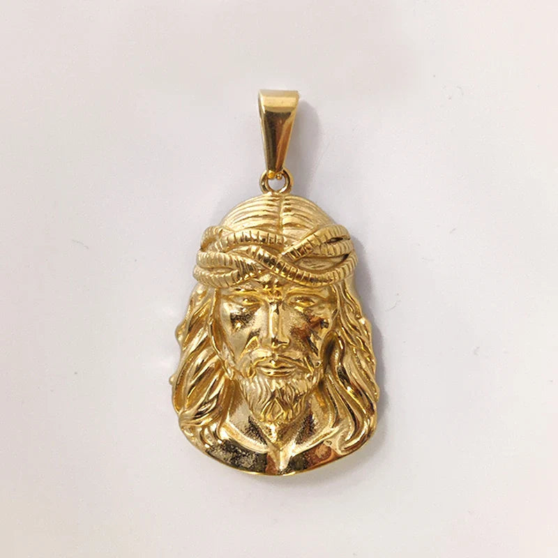 18K Gold Plated Stainless Steel Jesus Pendant - Classic Hip Hop Style, Ideal Men's Gift for Daily Wear Vera Lux