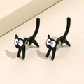 Black Color Cat Design Earrings Stud Trendy Ins Girls Cute Women Earring Animal Design Black Painting Vera Lux