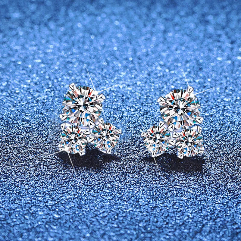 NeeTim All D VVS1 Moissanite Stud Earrings for Woman Wedding Jewely 925 Sterling Sliver with white Gold Plated Studs Earring Vera Lux