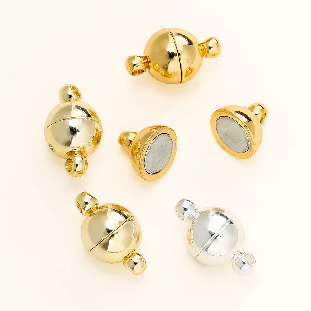4/6pcs/pack 8*14MM 14K/18K Gold Plated Brass Magnetic Bracelet Clasp Beads for Handmade DIY Jewelry Making Accessories Vera Lux