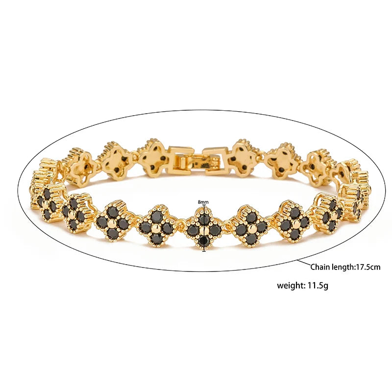 HECHENG,AAAAA Brass 18K gold-plated Flower Necklace Bracelet Jewelry Set ，for Christmas gift for women and best friend Vera Lux