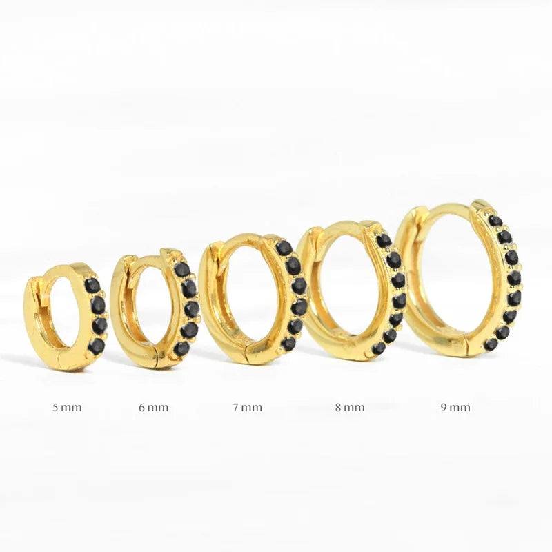 2PCS Stainless Steel Minimal Crystal Zirconia Hoop Earrings Gold Silver Color Small Huggie Cartilage Earring Piercing Jewelry Vera Lux