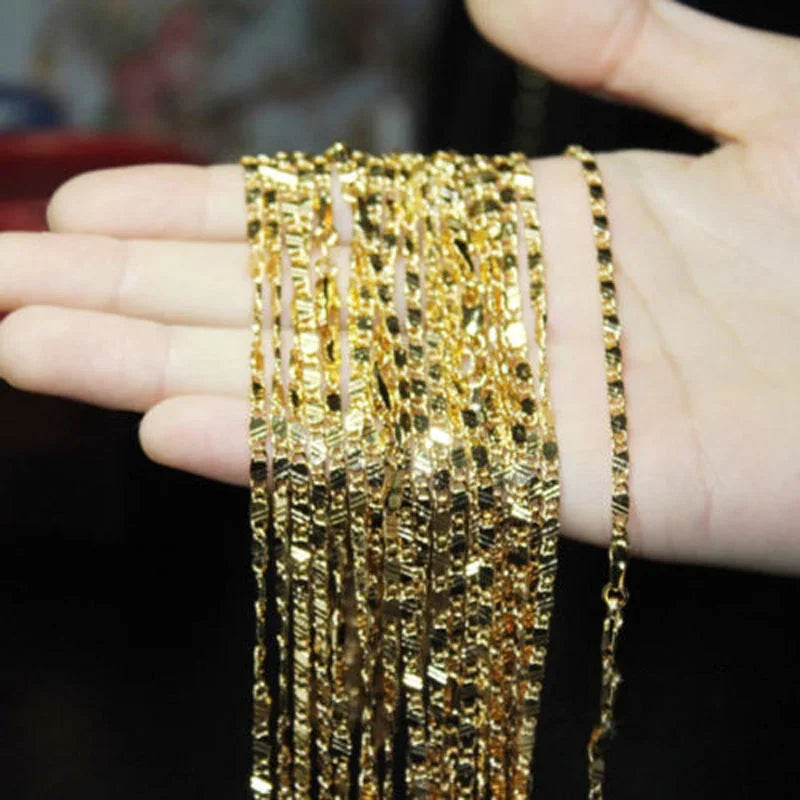 Exquisite Fashion 18K Gold Filled Necklace For Women Men Size 16-30 Inch Jewelry Chain Wholesale Vera Lux