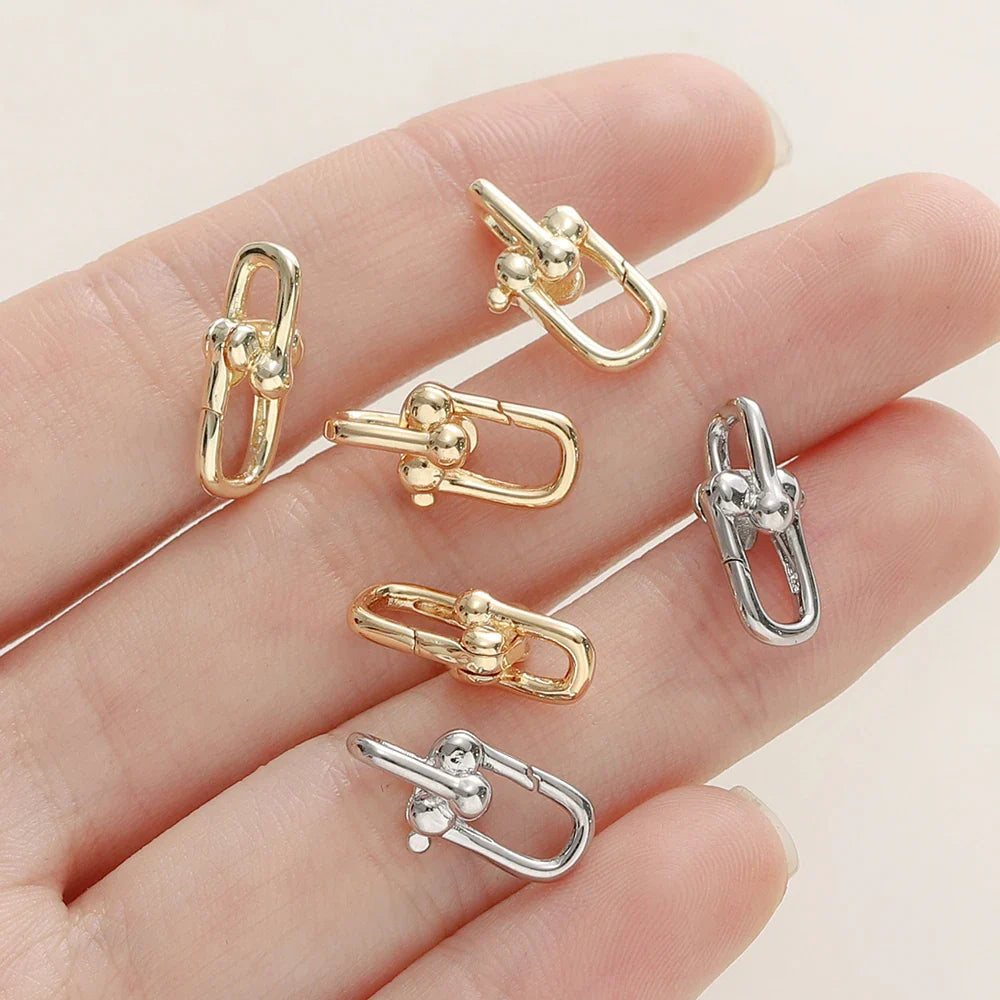 2Pcs/Pack 14/18K Gold Plated Spring Clasps Brass U Shape Lobster Clasp Connector for DIY Jewelry Bracelet Making Accessories Vera Lux