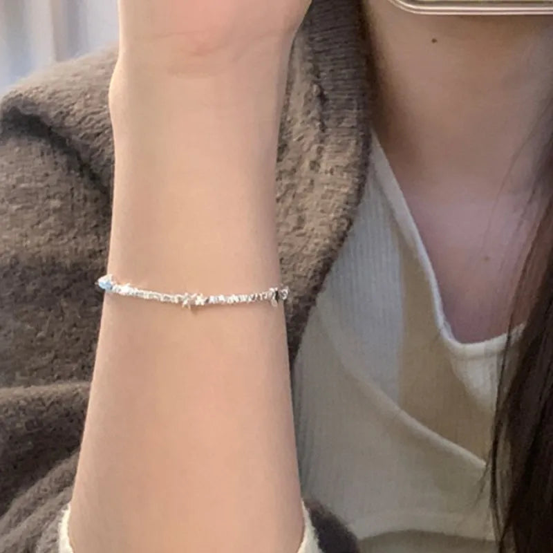 925 Sterling Silver Star Bead Bracelet For Women Fragmented Silver Sweet Romantic Versatile Trend Jewelry Gifts Dropshipping Vera Lux