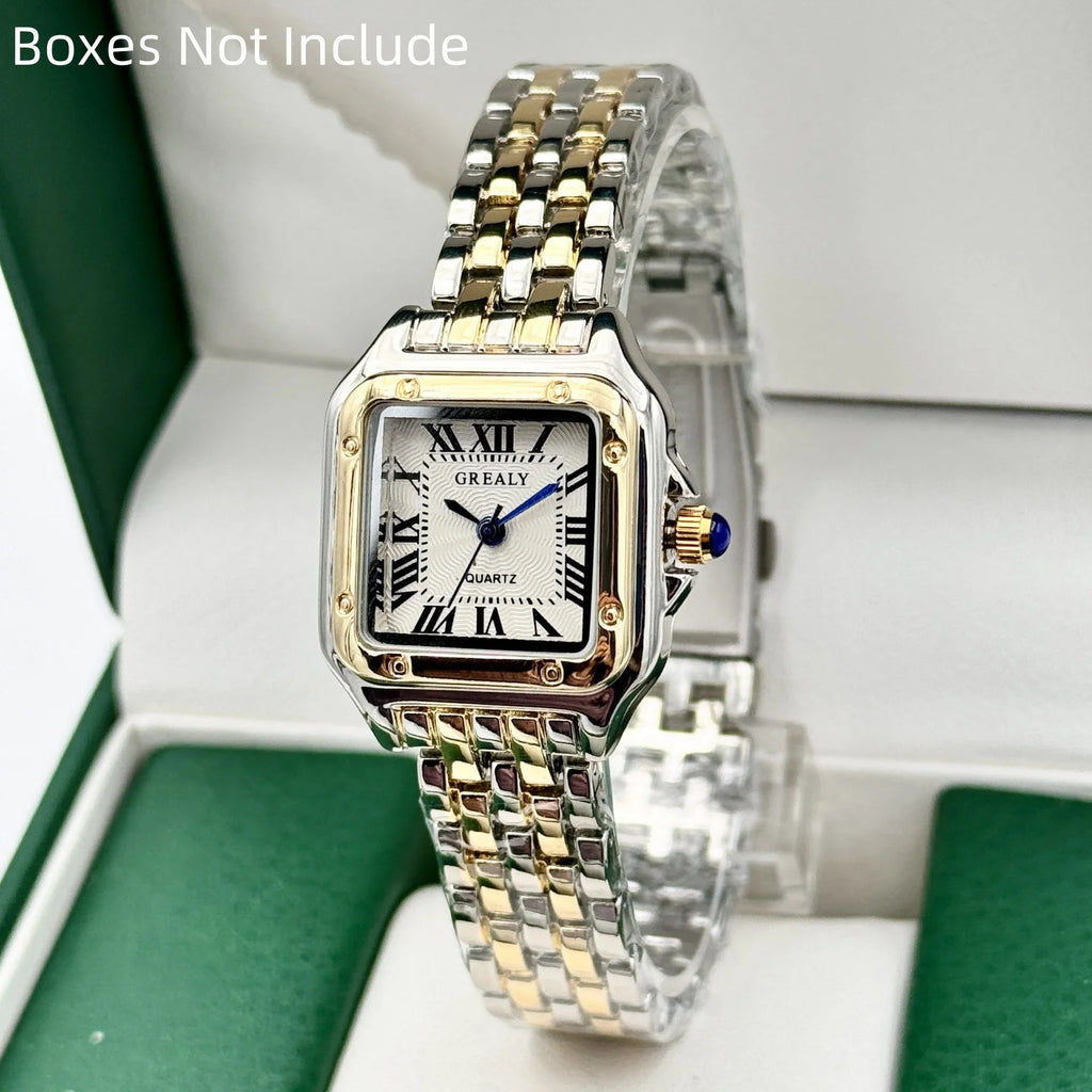 New Women Watch Light Luxury Brand Business Gold Stainless Steel Ladies Fashion Quartz Watches Female Clock Bracelet Wristwatch Vera Lux