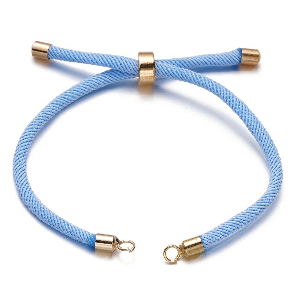 1pc Adjustable Nylon Braided Twisted Cords Slider Friendship Bracelets with Brass Cord End for Jewelry Making DIY Findings Vera Lux