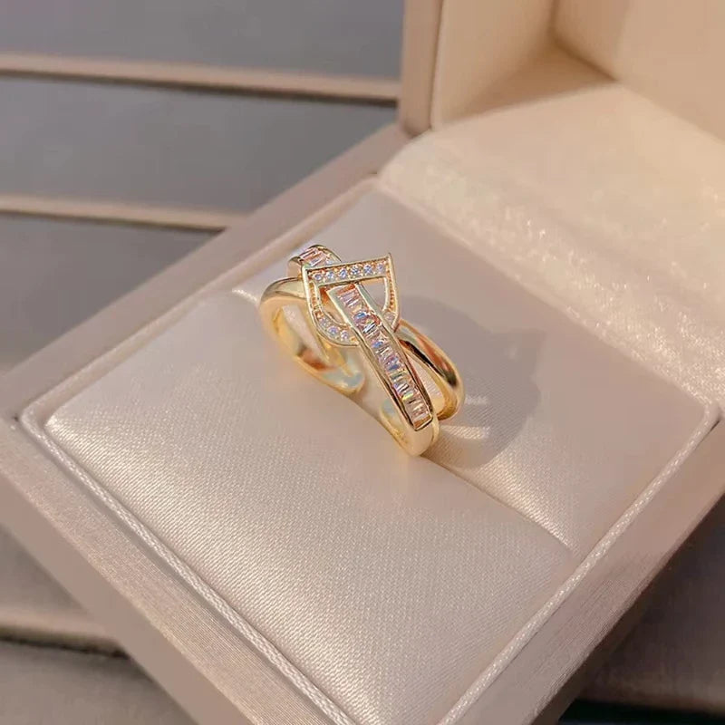 Korean Punk Cubic Zirconia adjustable ring for Women Office Party Friends Gifts Jewelry Accessories Vera Lux