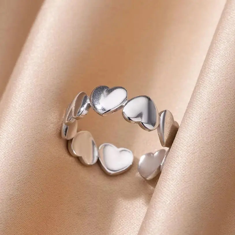 Heart Rings For Women Gold Color Stainless Steel Heart Opening Ring Wedding Aesthetic Accessories Party Jewelry Gift BFF anillos Vera Lux