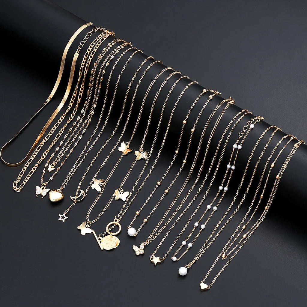 Simple Stackable Necklaces Set for Women Fashion Butterfly Heart Star Pearl Moon Pendant Necklaces Boho Jewelry Gifts 2025 Vera Lux