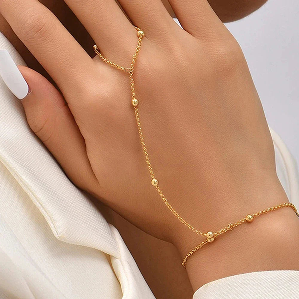 Stainless Steel Bracelets Personality Design Beaded Finger Chain  Minimalist Bracelet For Women Jewelry Best Friend Gifts New Vera Lux
