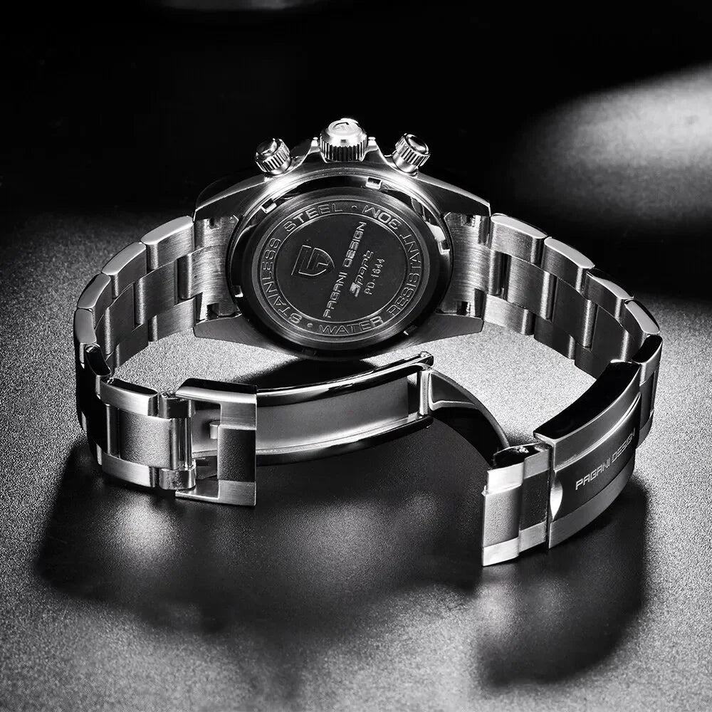 PAGANI DESIGN New Ceramic Bezel Men Quartz Wristwatches Luxurys Sapphire Glass Chronograph 100m Waterproof Stainless Watches Men Vera Lux