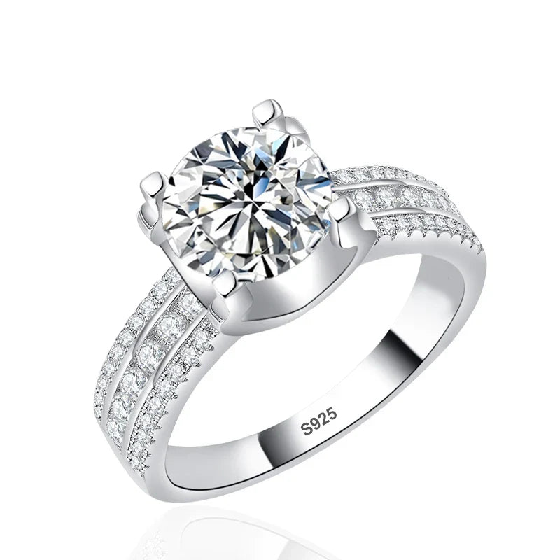 NeeTim 2ct 3ct 5ct D VVS1 Moissanite Wedding Ring For Women 925 Sterling Silver Band Lab Diamond Bands Engagement Rings Vera Lux