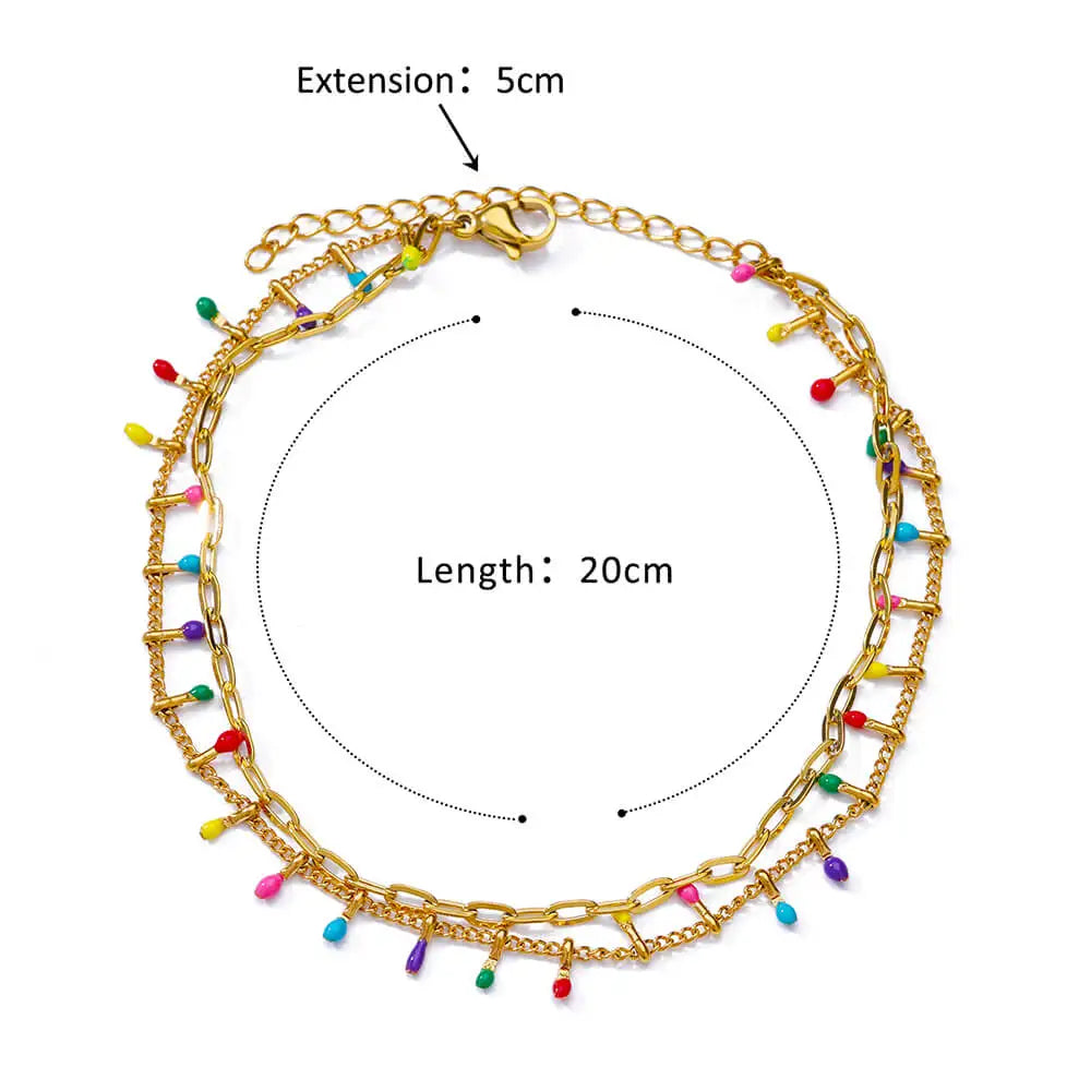 Boho Drops Anklets For Women Gold Color Stainless Steel Anklet Luxury Wedding Aesthetic Jewelry Gift Vera Lux