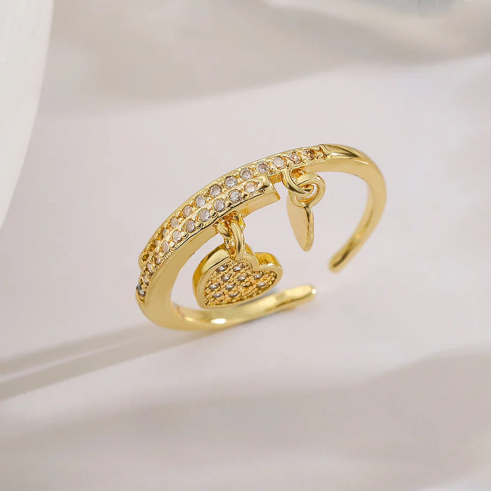 NEWBUY Unique Design Heart Lock Love Open Rings For Women Girl Gold Color High Quality Engagement Jewelry Femme Bijoux Vera Lux