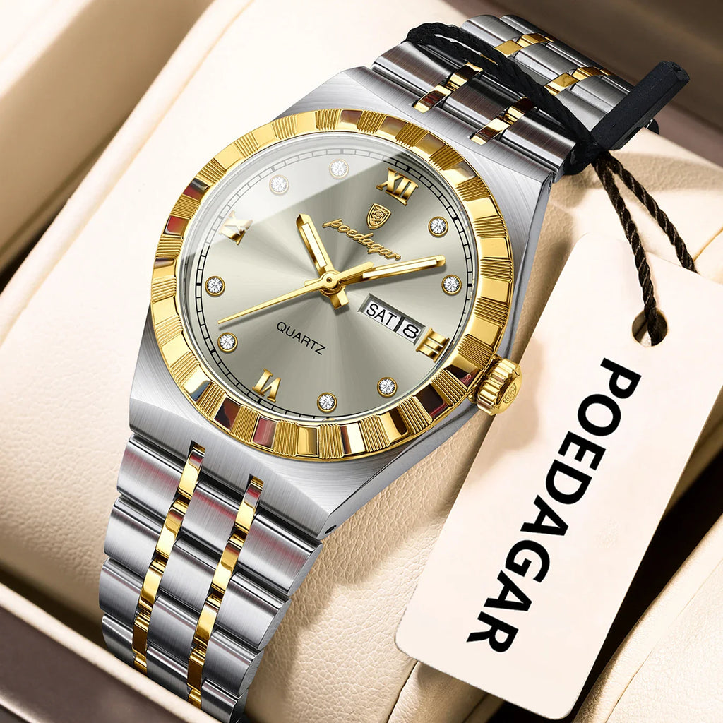 POEDAGAR Luxury Original Ladies Watch Luminous Waterproof Week Date Woman Wristwatch Stainless Steel Women Quartz Watches Female Vera Lux