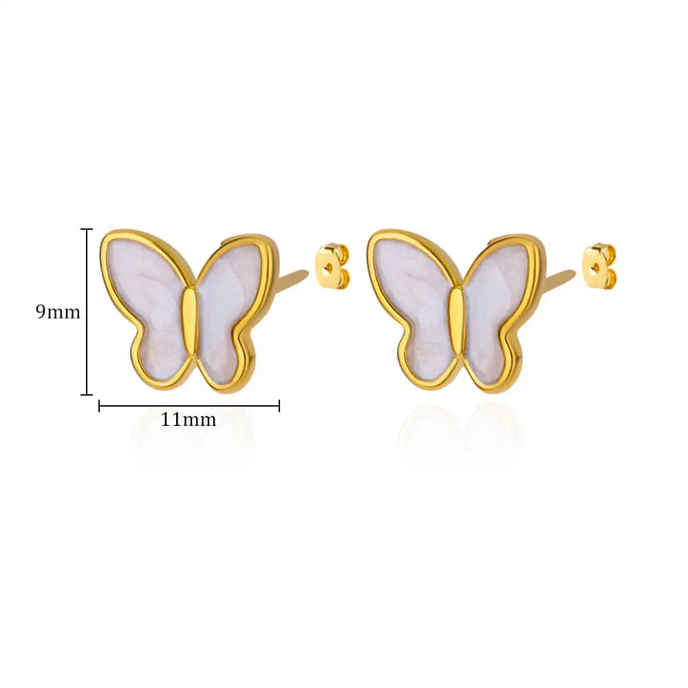 Stainless Steel White Butterfly Earrings for Women Elegant Ear Accessories Aesthetic Butterfly Stud Earring Wedding Jewelry Gift Vera Lux