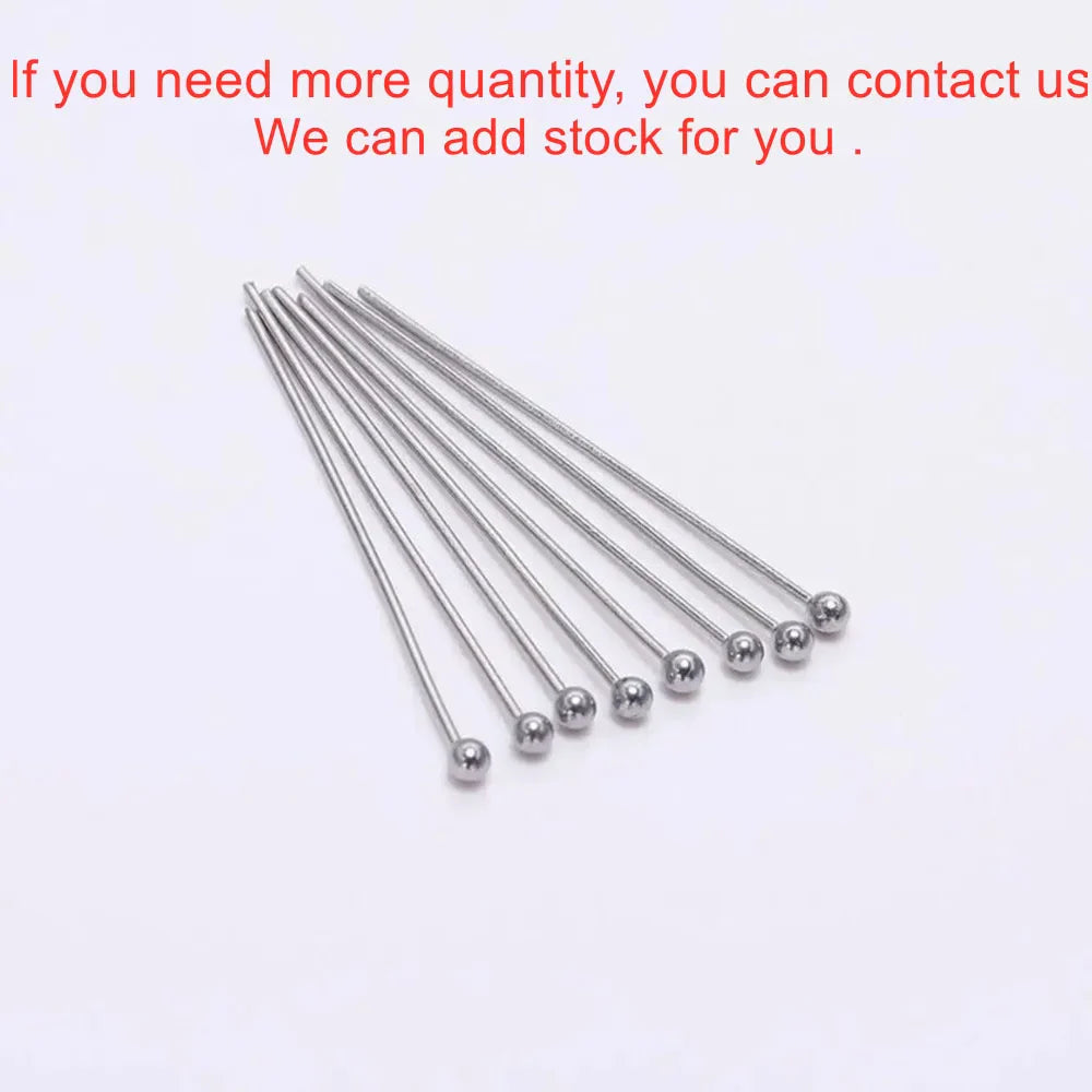 100pcs/Pack Stainless Steel 15-50mm Silver Ball Head Pins For Handmade DIY Jewelry Making Headpin Findings Accessories Vera Lux