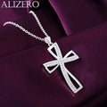Promotions 45cm 925 sterling silver necklace charm for women cyrstal Cross pendant chain jewelry fashion cute wedding party Vera Lux