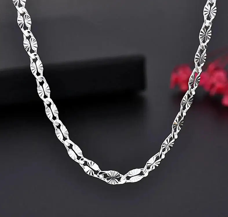 Fine 925 Sterling Silver flat chains Necklaces for Men Women wedding party Jewelry Christmas gifts 45-75cm Vera Lux
