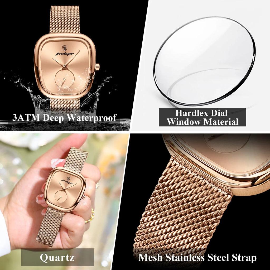POEDAGAR Luxury Brand Woman Watch Waterproof Stainless Steel Mesh Women's Watches Fashion Elegant Quartz Ladies Wristwatch Reloj Vera Lux