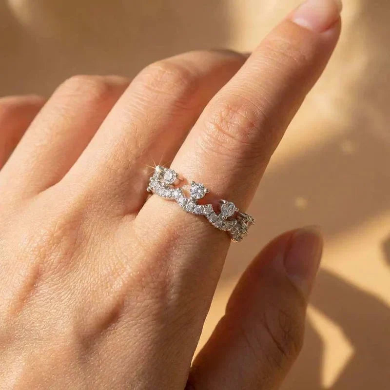 925 Sterling Silver Elegant Crown Zircon Ring for Women Stackable Accessory Party Anniversaries Wedding Jewelry Gift Vera Lux