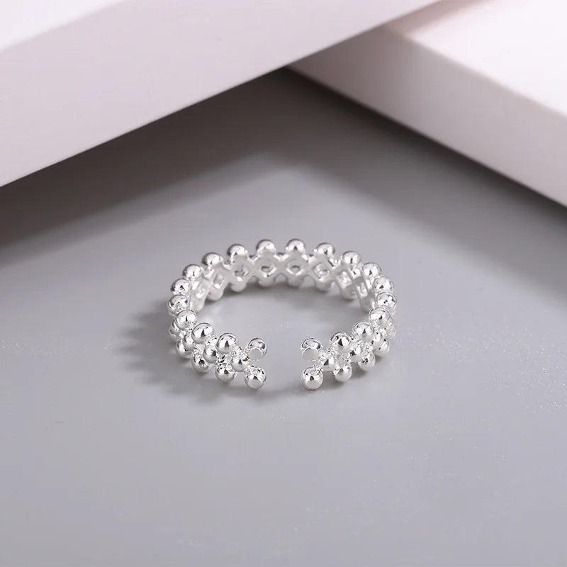 925 Sterling Silver Bilayer Ball Open Rings For Women Wedding Luxury Quality Jewelry Accessories Jewellery Argent 925 Vera Lux