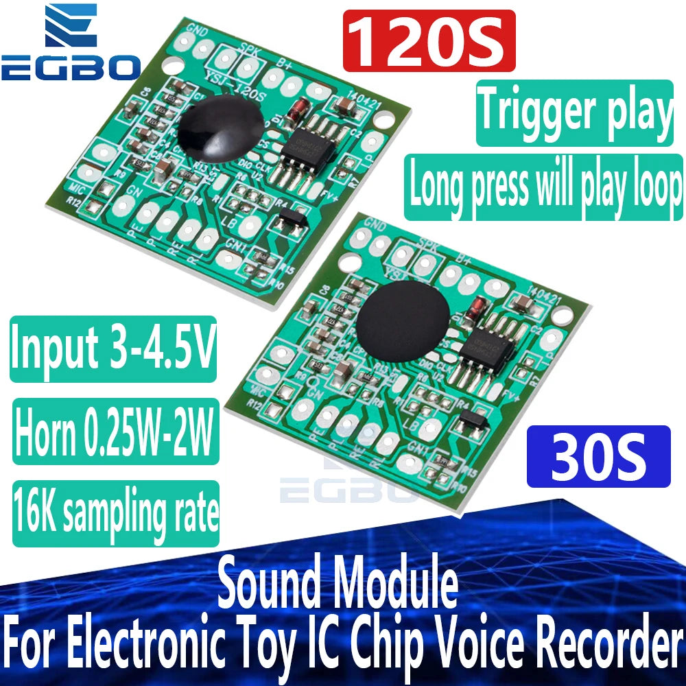 Sound Module for Electronic , IC Chip, Voice Recorder, Recording, Playback, Talking, Music, Audio, Recordable Board, 30S, 120S Whatever the Treasure