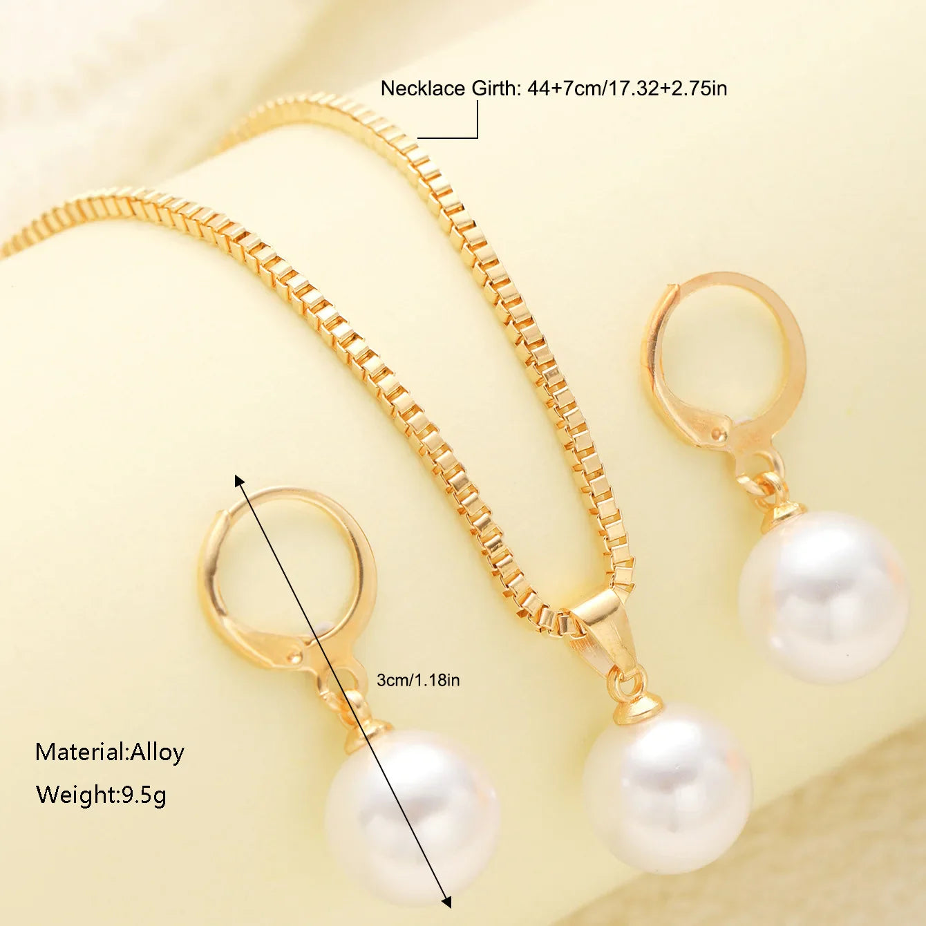 Fashion Pearl Jewelry Set For Women Dangle Earrings Pendant Necklace Simple Dainty Daily Wear Outfit  Party Accessories Vera Lux