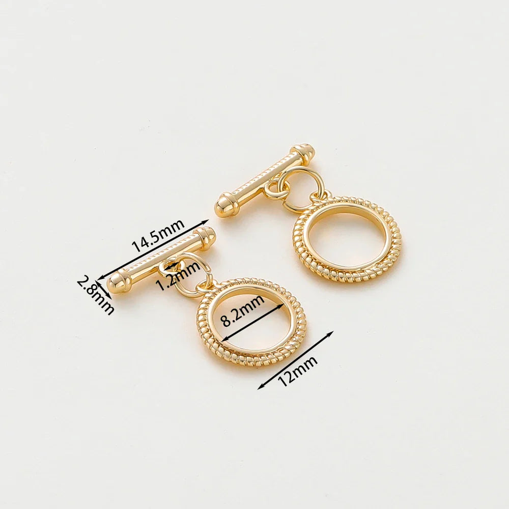 4 Sets 14K/18K Gold Color Plated Brass O Toggle Clasps Connector for DIY Bracelet Necklace Jewelry Making Findings Accessories Vera Lux
