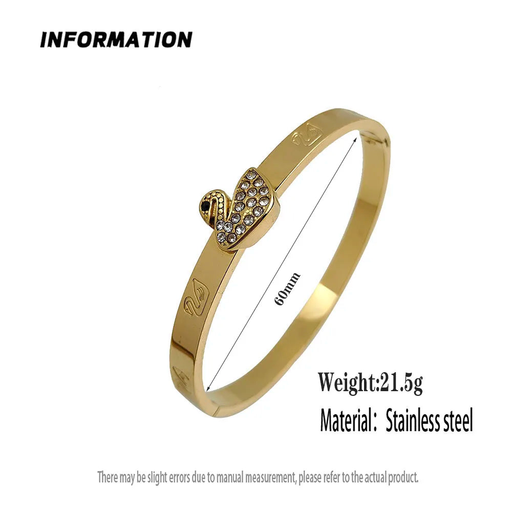 New swan zircon gold-plated stainless steel bracelet 18K, high quality waterproof couple bracelet, wife gift Vera Lux