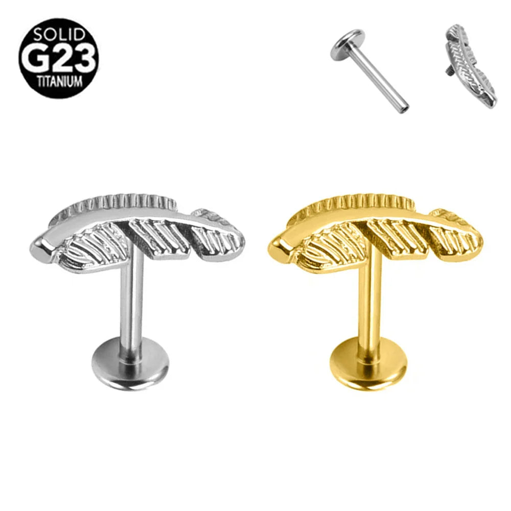 G23 Titanium Snake Bee Feather Labret Piercing 16G Internal Thread Earring Stud Cartilage Helix Body Jewelry Vera Lux