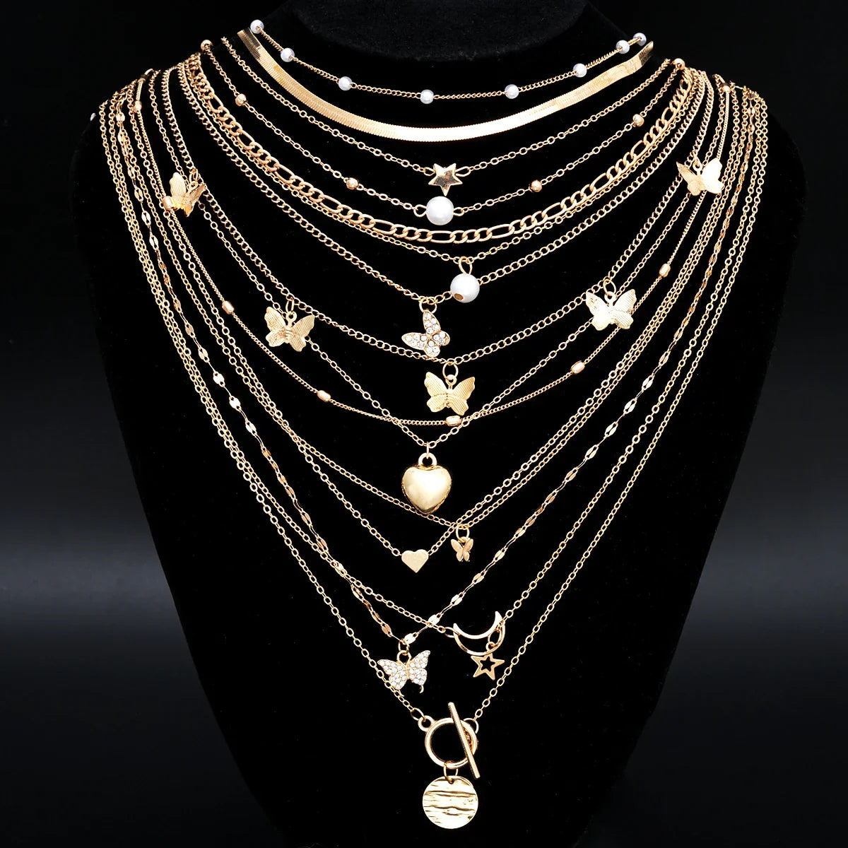 Simple Stackable Necklaces Set for Women Fashion Butterfly Heart Star Pearl Moon Pendant Necklaces Boho Jewelry Gifts 2025 Vera Lux