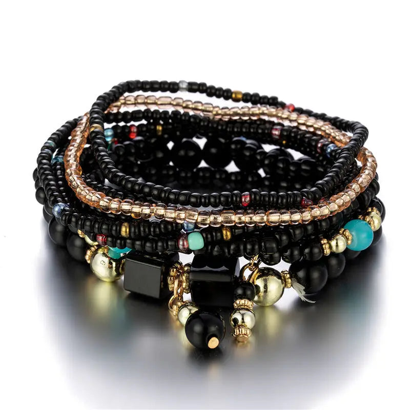 8Pcs Boho Colorful Rice Beads Bracelet Set For Women Summer Elastic  Beaded Chain Bangle Girls Fashion Jewelry Accessories Vera Lux